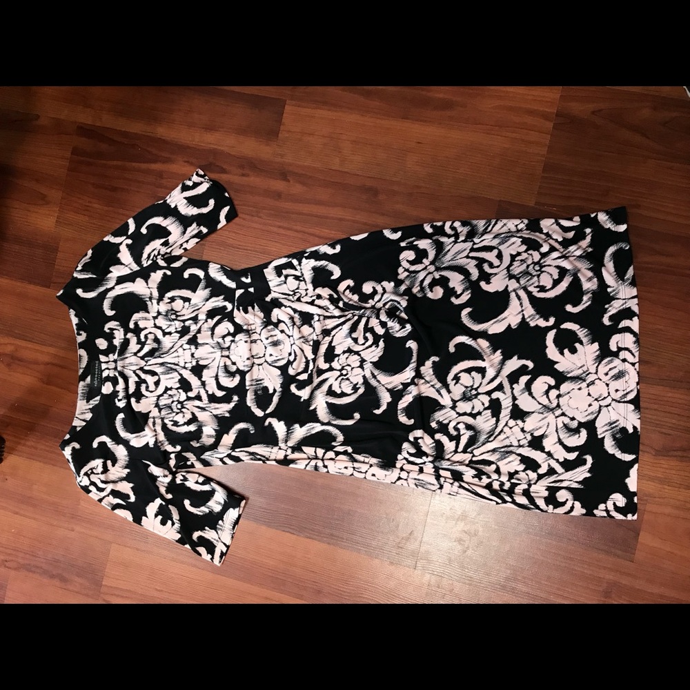 Black dress with cream colored design